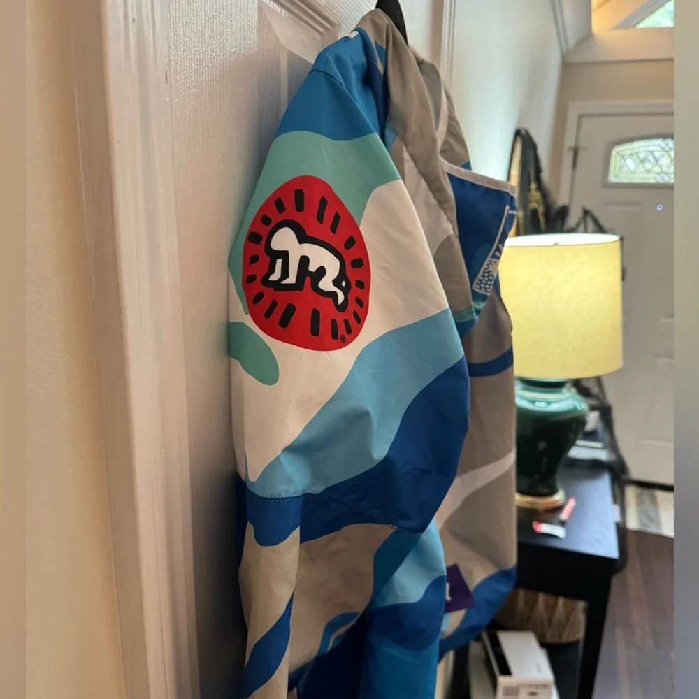 Members Only x Keith Haring Tokyo Pop Windbreaker Jacket Multicolor Camo Size M - Picture 5 of 10